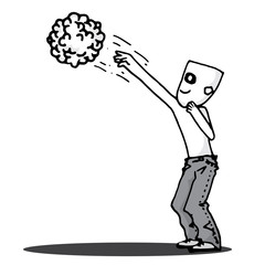 shooting brain man doodle vector character