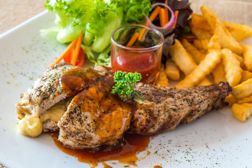 Grilled pork chop  with cheese