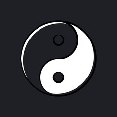 Vector illustration of ying yang on a black background
