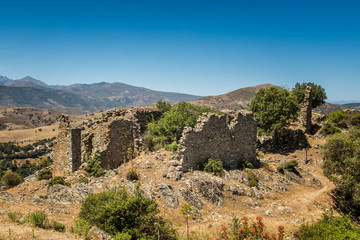 Derelict ruins at abandoned village of Case Nove in Corsica