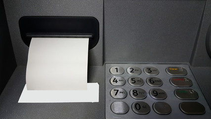 ATM - entering pin close up
