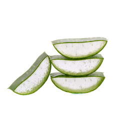 Slice Aloe Vera isolated on white background