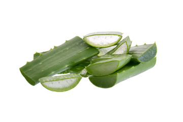 Slice Aloe Vera isolated on white background