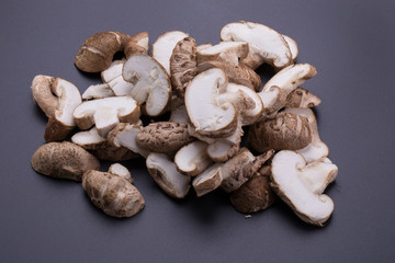 Shiitake mushrooms on a black table