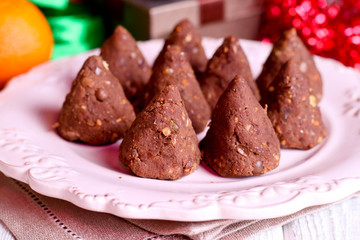 Homemade healthy sweet chocolate truffles