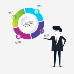 Businessman with points to chart concept Business concept,infographic, vector illustrator
