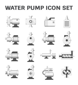 Vector icon of water pump station for water treatment isolated on white background.