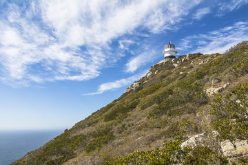 Fototapeta na wymiar View on the lighthouse of Cape point, South Africa