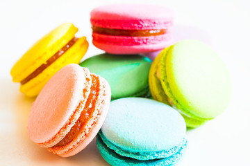 Food. macaroons white background