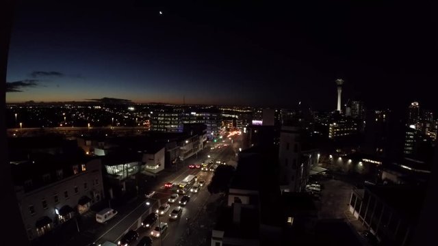 Time lapse of Auckland City Skyline at dusk.