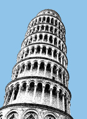 The leaning tower on the square of Wonders in Pisa town.