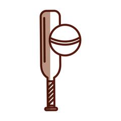 shadow brown cricket ball and bat cartoon vector graphic design