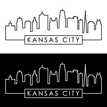 Kansas City skyline. Linear style. Editable vector file.