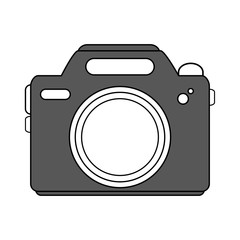 Flat line camera over white background vector illustration