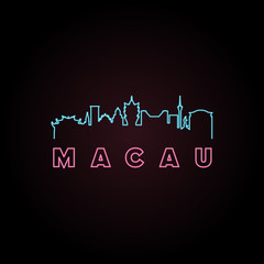 Fototapeta na wymiar Macau skyline neon style. Vector illustration.