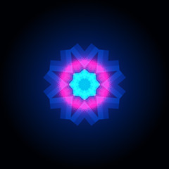 Fantastic flower, bright stained glass, blue, pink, white