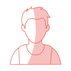 Flat line monocromatic man avatar over white background vector illustration