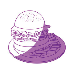 hamburger and french fries  icon over white background vector illustration