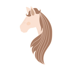 light colors of faceless side view of female horse with long striped mane vector illustration