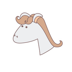 light colors of face side view of female horse with mane vector illustration