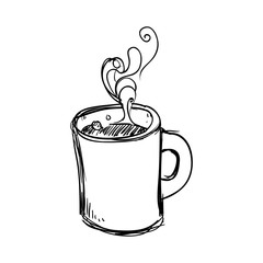 Delicious coffee cup doodle icon vector illustration graphic design