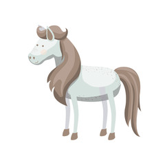 light colors of white horse with freckles and mane and tail brown vector illustration