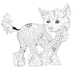 Zentangle stylized dog. Hand Drawn lace vector illustration