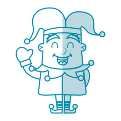 shadow blue jester cartoon vector graphic design