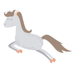 light colors of gray cartoon horse with freckles and jumping vector illustration