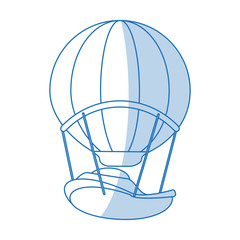 Fototapeta na wymiar Flat line monocromatic hot air ballon over white background vector illustration
