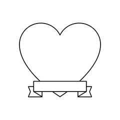 heart and decorative ribbon icon over white background vector illustration