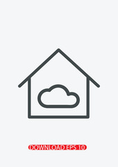 Cloud house server icon, Vector