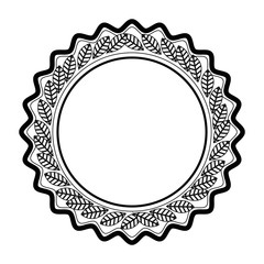 decorative frame with leaves icon over white background vector illustration