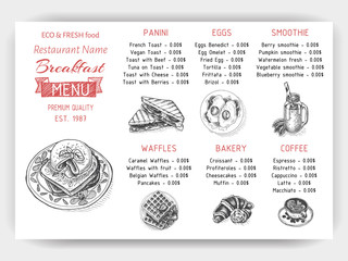 Vector illustration sketch - breakfast. Card Menu brunch. design template, banner.