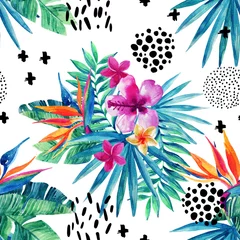 Afwasbaar Fotobehang Grafische prints Abstract tropisch zomer naadloos patroon