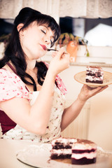 Vintage Girl Enjoying A Piece Of Cake
