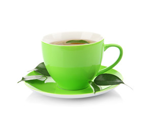 Weight loss concept. Cup of tea isolated on white