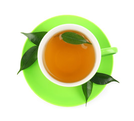 Weight loss concept. Cup of tea isolated on white