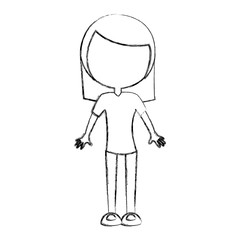sketch draw faceless women body cartoon vector graphic design