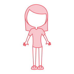 cute pink faceless women body cartoon vector graphic design