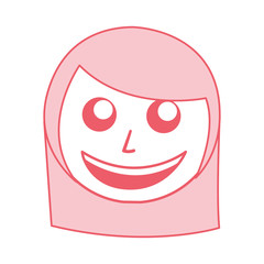 cute pink women face cartoon vector graphic design