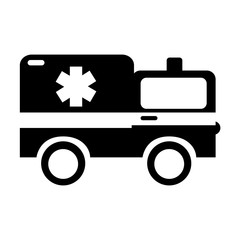 black icon ambulance car cartoon vector graphic design