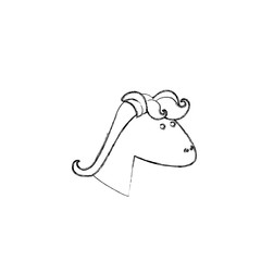 monochrome blurred silhouette of face side view right of female unicorn with mane vector illustration