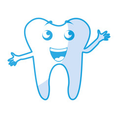 shadow blue smile tooth cartoon vector graphic design