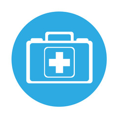 round icon blue medical bag cartoon vector graphic design