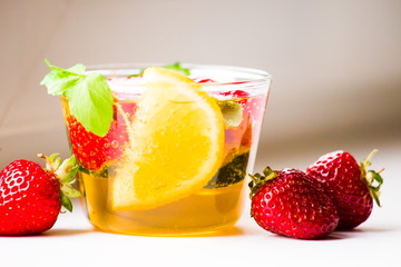 Drink. Pimms in tea cup, white background