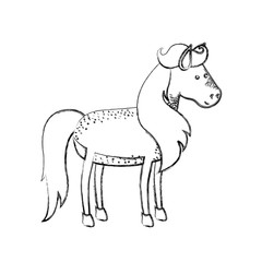 monochrome blurred silhouette of horse with freckles and mane and tail vector illustration