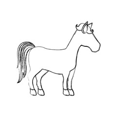 monochrome blurred silhouette of faceless cartoon horse standing vector illustration