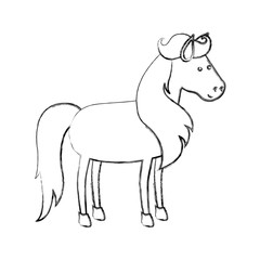 monochrome blurred silhouette of horse with mane and tail vector illustration