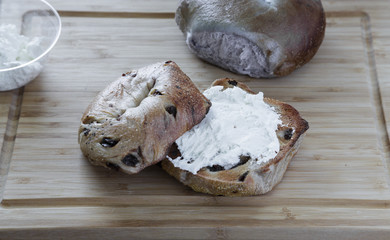 Fototapeta premium Two Bagels and Cream Cheese